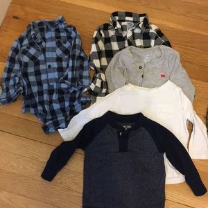 Baby onesie, 3 long sleeved tees, & a button down